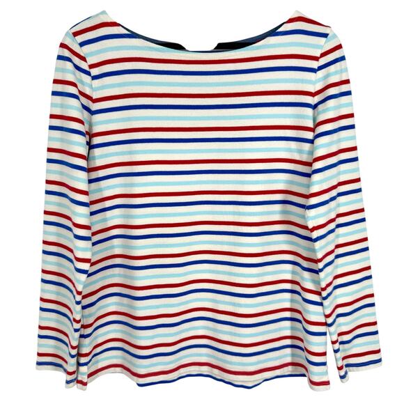 Talbots Sz Medium Red White Blue Patriotic Blouse Shirt Top Summer Artsy Mature - Picture 1 of 5